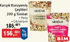 SİMBAT KARIŞIK KURUYEMİŞ ÇEŞİTLERİ 200 G fiyat ve kampanya bilgisi